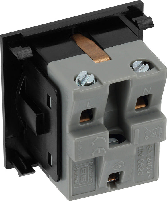 BG EMSCHSB Euro Module 16A Schuko Unswitched Socket - Black - westbasedirect.com