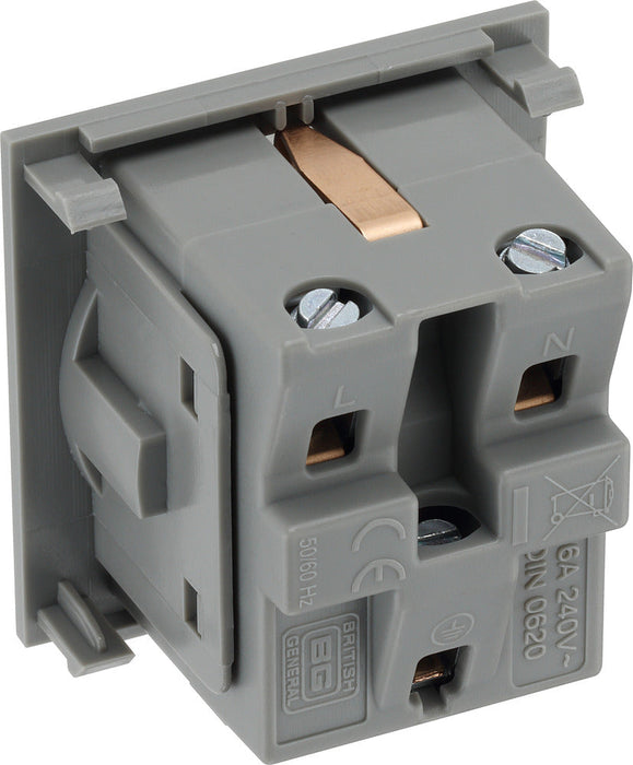 BG EMSCHSG Euro Module 16A Schuko Unswitched Socket - Grey - westbasedirect.com