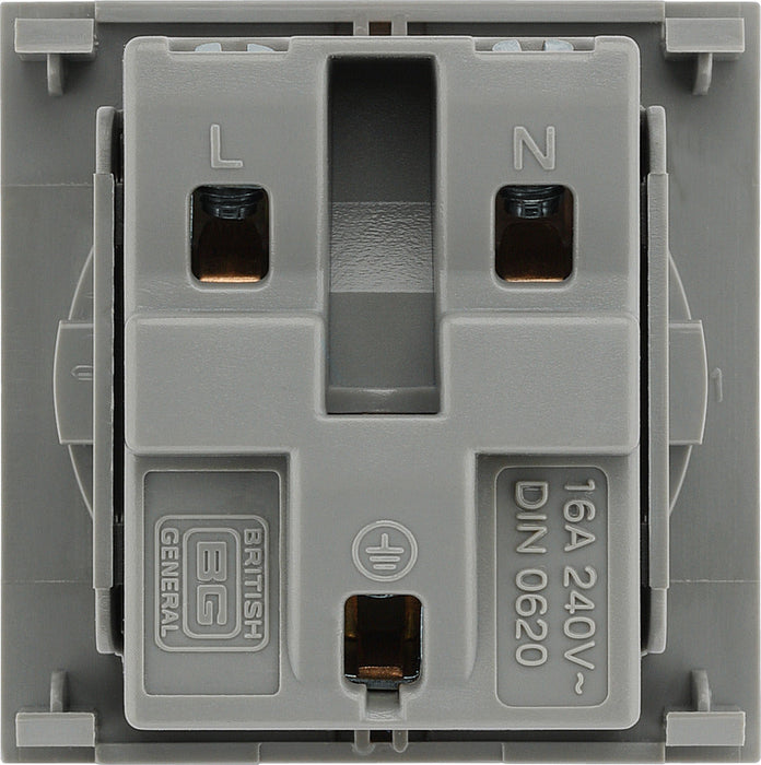 BG EMSCHSG Euro Module 16A Schuko Unswitched Socket - Grey - westbasedirect.com