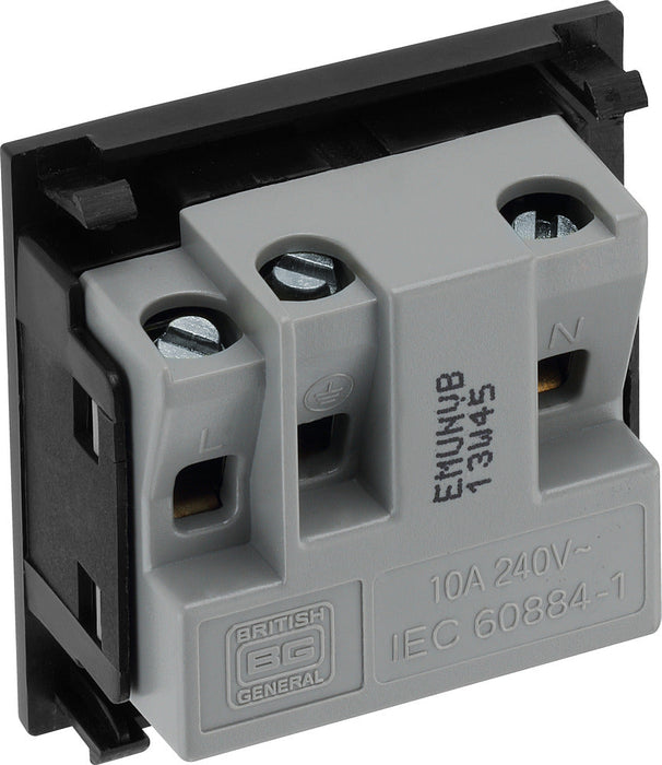 BG EMUNVB Euro Module Universal Unswitched Socket - Black - westbasedirect.com