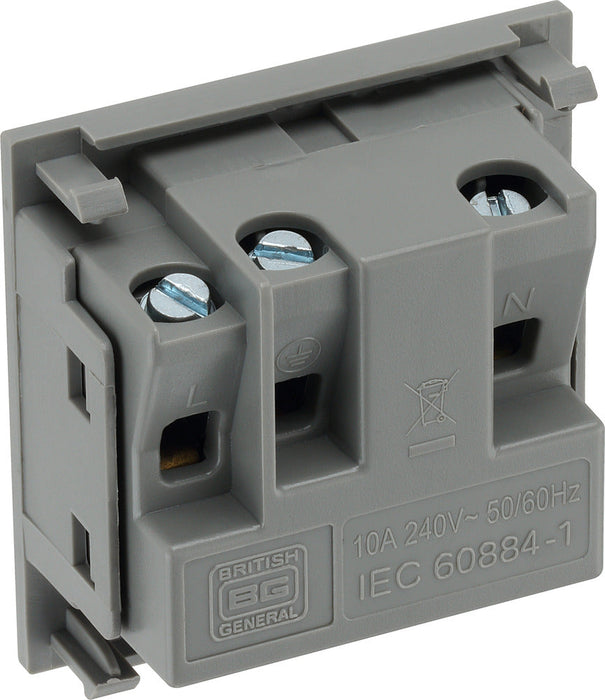 BG EMUNVG Euro Module Universal Unswitched Socket - Grey - westbasedirect.com