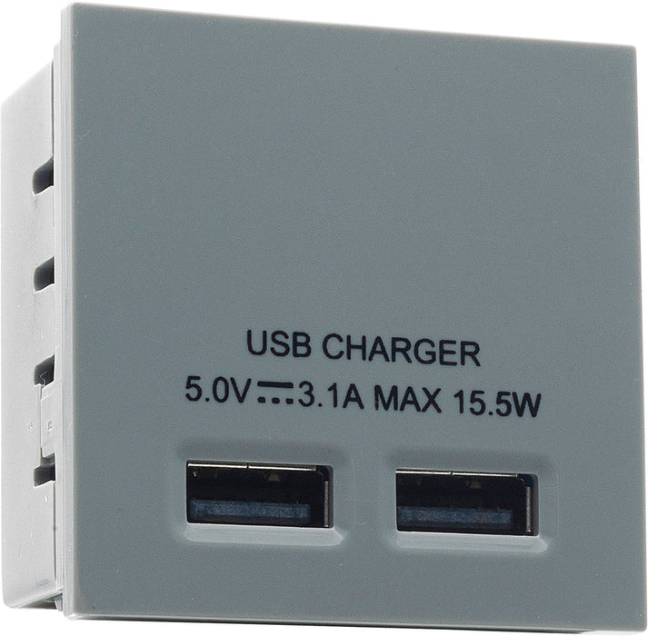 BG EMUSB3G Euro Module 3.1A USB Charger - Grey - westbasedirect.com