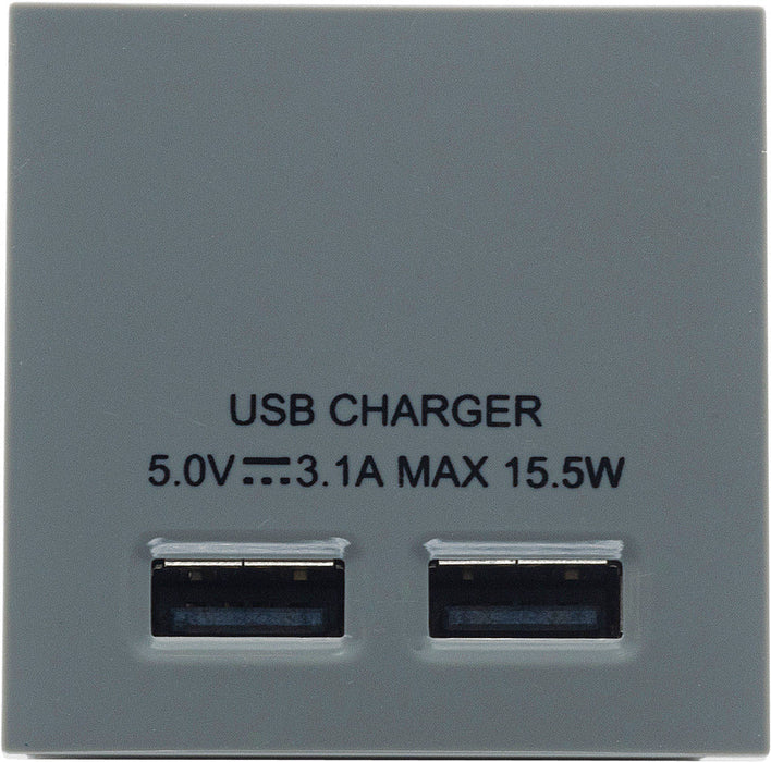 BG EMUSB3G Euro Module 3.1A USB Charger - Grey - westbasedirect.com