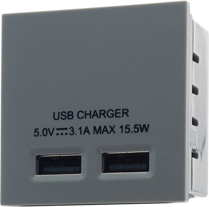 BG EMUSB3G Euro Module 3.1A USB Charger - Grey - westbasedirect.com