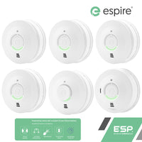 ESP Espire Mains Powered ES1SLV 4x Optical Smoke Alarm, ES1HLV Heat Alarm & ES1CLV Carbon Monoxide Alarm with a 10 Year Lithium Battery