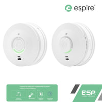 ESP Espire Mains Powered ES1SRV 1x Optical Smoke Alarm & ES1HRV Heat Alarm with a Replaceable 9V Battery