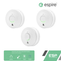 ESP Espire Mains Powered ES1SRV 2x Optical Smoke Alarm & ES1HRV Heat Alarm with a Replaceable 9V Battery