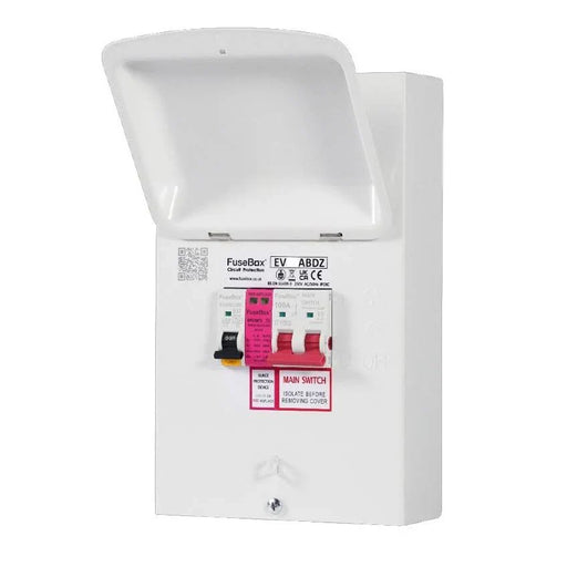 FuseBox EV40ABDZ EV Charger Distribution + 100A Main Switch, Type A 40A Bi-Directional Mini RCBO & T2 SPD - westbasedirect.com