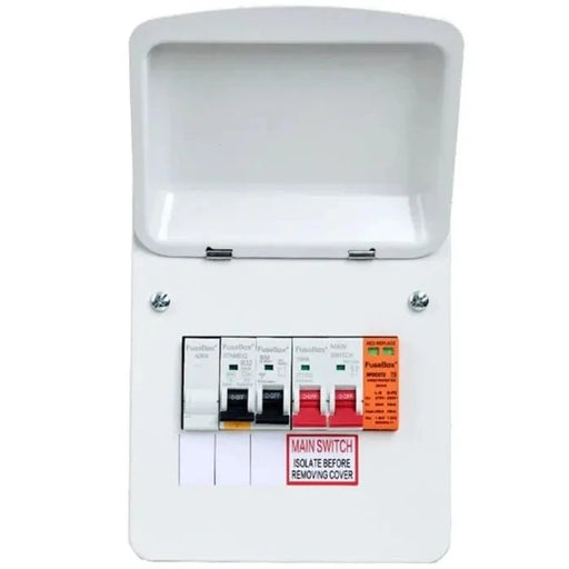 FuseBox EV40AXBD EV Distribution + 100A Main Switch, Type A 40A Bi-Directional Mini RCBO & T2 SPD - westbasedirect.com