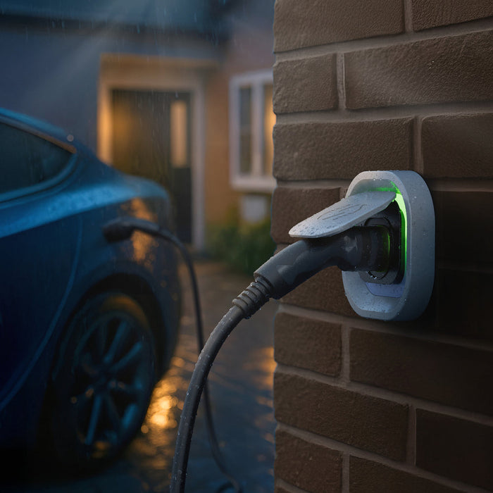 BG Sync Energy EVLR7MS Link EV Charger Recessed Socket 7.4kW 32A Silver with Metal Control Box - Wi-Fi + LAN