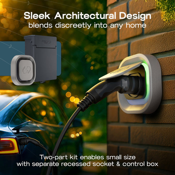 BG Sync Energy EVLS7MS Link EV Charger Surface Socket 7.4kW 32A Silver with Metal Control Box - Wi-Fi + LAN