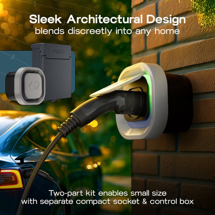 BG Sync Energy EVLS7MSG Link EV Charger Surface Socket 7.4kW 32A Silver with Metal Control Box - Wi-Fi + LAN + 4G