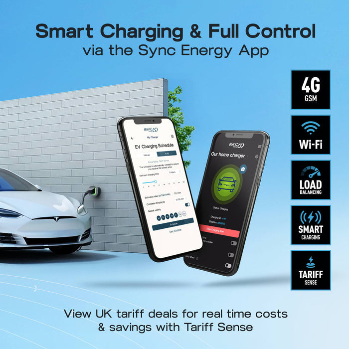 BG Sync Energy EVLS7MSG Link EV Charger Surface Socket 7.4kW 32A Silver with Metal Control Box - Wi-Fi + LAN + 4G