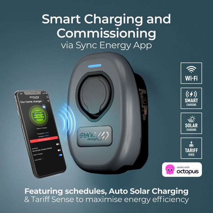 Sync Energy EVWC2S7G 7.4kW Wall Charger with Wi-Fi and Type 2 Socket - westbasedirect.com