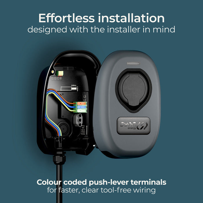 Sync Energy EVWC2S7GG EV Wall Charger 7.4kW Single Phase Type 2 Socketed Wi-Fi + 4G* (incl. CT clamp) - westbasedirect.com