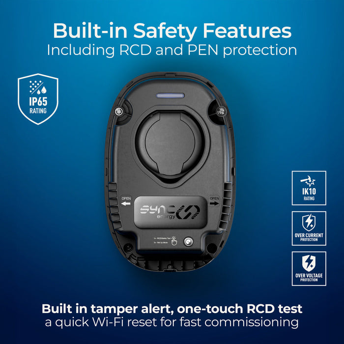 Sync Energy EVWC2S7GGR EV Wall Charger 7.4kW Single Phase Type 2 Socketed Wi-Fi + 4G*+ RFID (incl. CT clamp) - westbasedirect.com