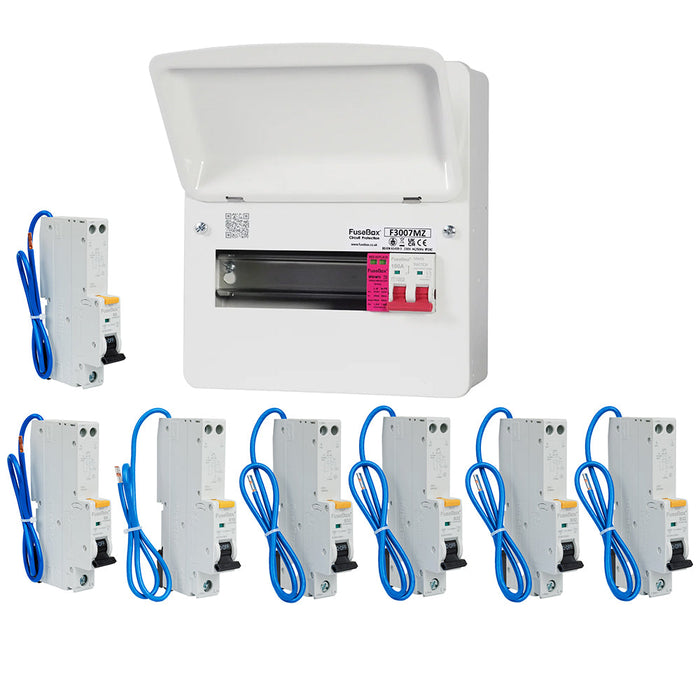 FuseBox F3007MZ 7 Way T2 SPD Consumer Unit + 7 Type A RCBOs