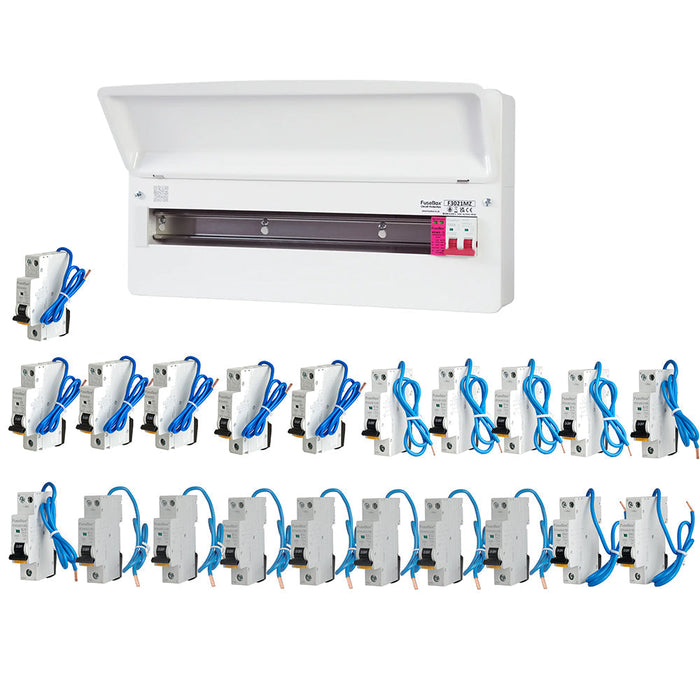 FuseBox F3021MZ 21 Way T2 SPD Consumer Unit + 21 Type A Bi-Directional Mini RCBOs