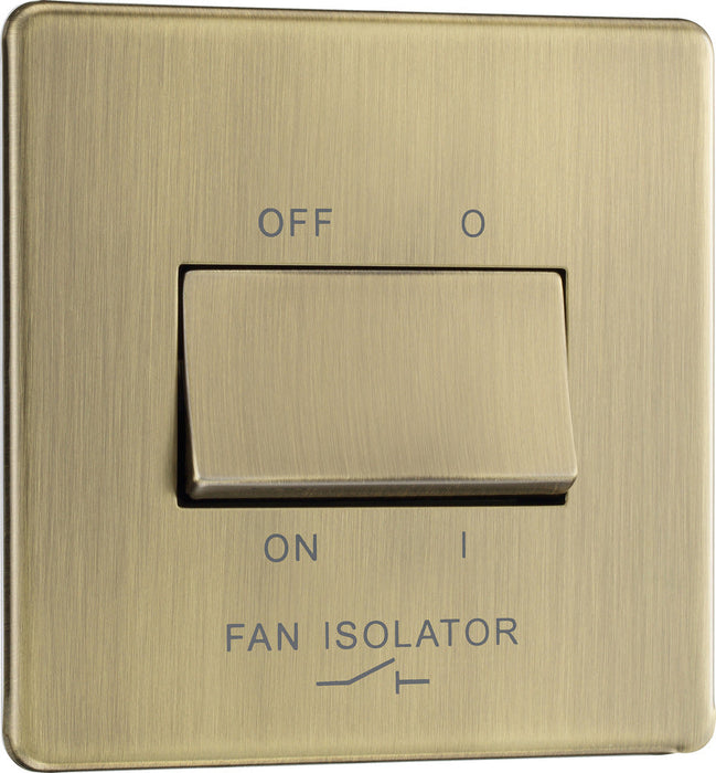 BG FAB15 Flatplate Screwless Fan Isolator Switch TP 10A - Antique Brass