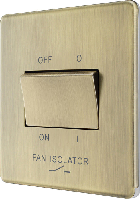 BG FAB15 Flatplate Screwless Fan Isolator Switch TP 10A - Antique Brass