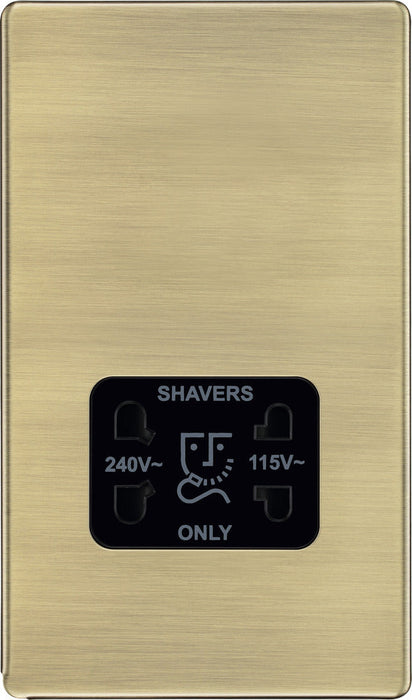 BG FAB20B Flatplate Screwless Dual Voltage Shaver Socket/Black - Antique Brass
