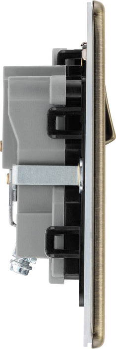BG FAB21B Flatplate Screwless Single Socket 13A - Antique Brass + Black Insert