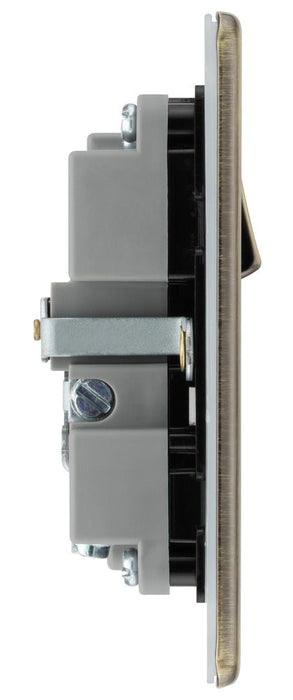 BG FAB21UAC18B Flatplate Screwless 13A Single Switched Power Socket + USB A+C (18W) - Antique Brass + Black Insert