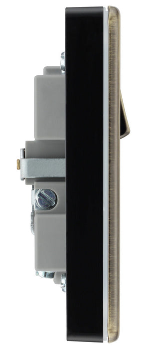 BG FAB21UAC18B Flatplate Screwless 13A Single Switched Power Socket + USB A+C (18W) - Antique Brass + Black Insert