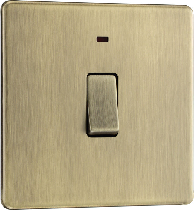 BG FAB31 Flatplate Screwless 20A DP Switch + Neon - Antique Brass