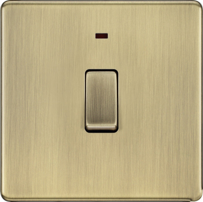 BG FAB31 Flatplate Screwless 20A DP Switch + Neon - Antique Brass