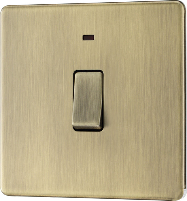 BG FAB31 Flatplate Screwless 20A DP Switch + Neon - Antique Brass