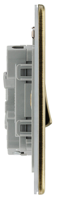 BG FAB42 Flatplate Screwless 20A 16AX 2 Way Double Light Switch - Antique Brass