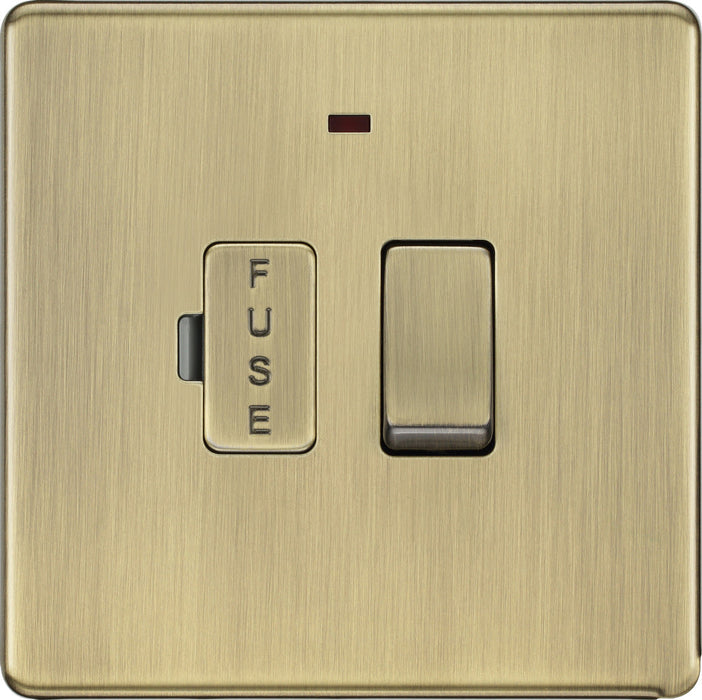 BG FAB52 Flatplate Screwless Switched Spur + Neon 13A - Antique Brass