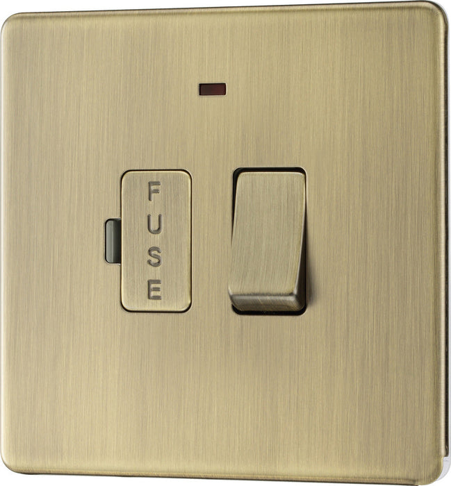 BG FAB52 Flatplate Screwless Switched Spur + Neon 13A - Antique Brass