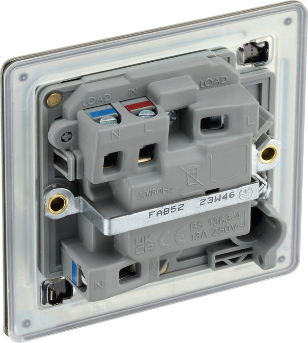 BG FAB52 Flatplate Screwless Switched Spur + Neon 13A - Antique Brass
