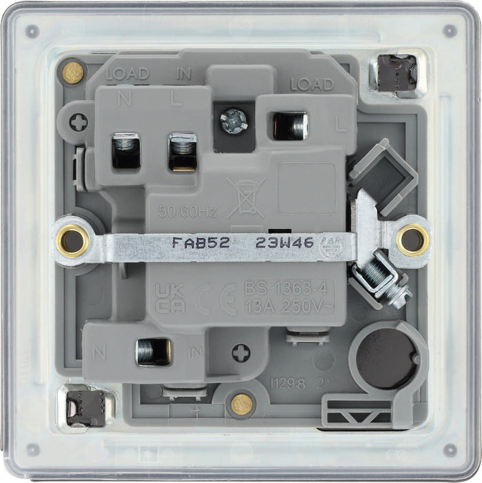 BG FAB52 Flatplate Screwless Switched Spur + Neon 13A - Antique Brass