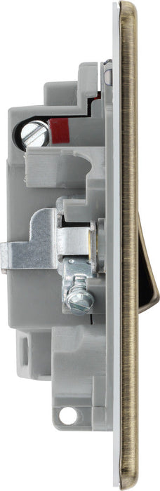 BG FAB52 Flatplate Screwless Switched Spur + Neon 13A - Antique Brass