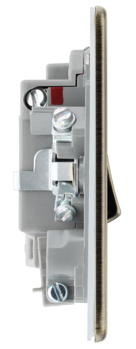 BG FAB53 Flatplate Screwless 13A Fused Connection Unit + Neon + Cable Outlet - Antique Brass