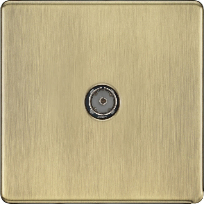 BG FAB60 Flatplate Screwless TV Aerial Socket - Antique Brass