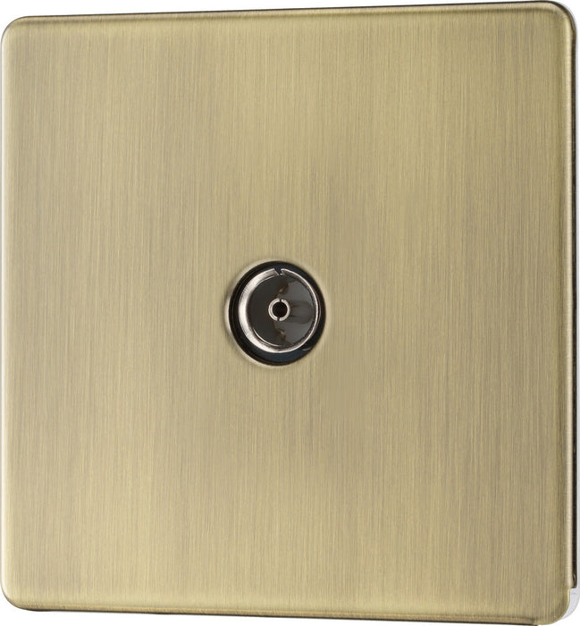 BG FAB60 Flatplate Screwless TV Aerial Socket - Antique Brass