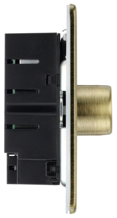 BG FAB82 Flatplate Screwless 2-Way Double Trailing Edge Dimmer Push On/Off - Antique Brass