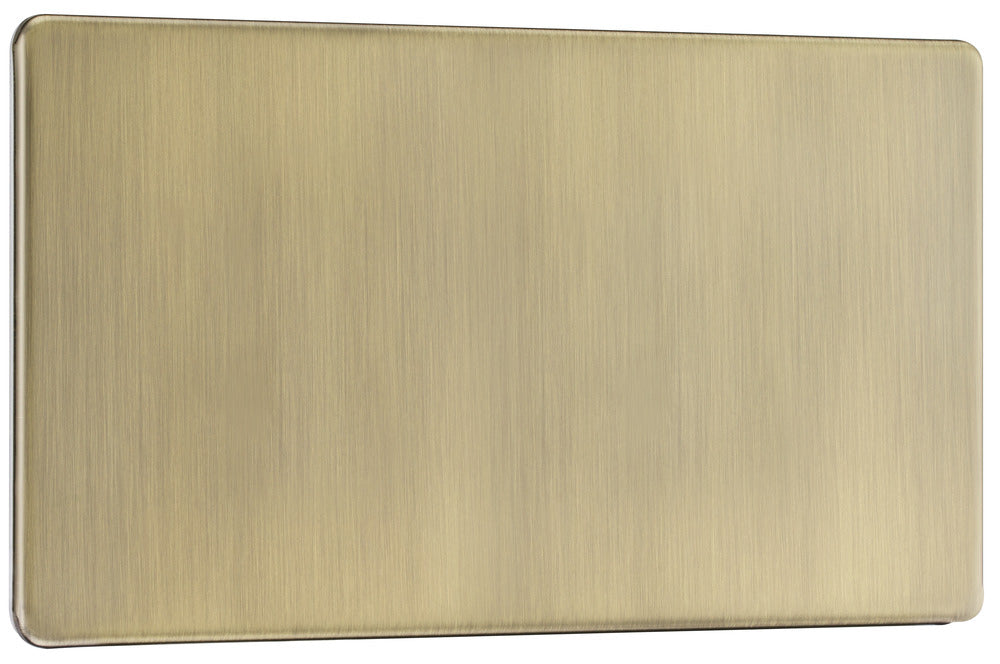 BG FAB95 Flatplate Screwless Double Blanking Plate - Antique Brass