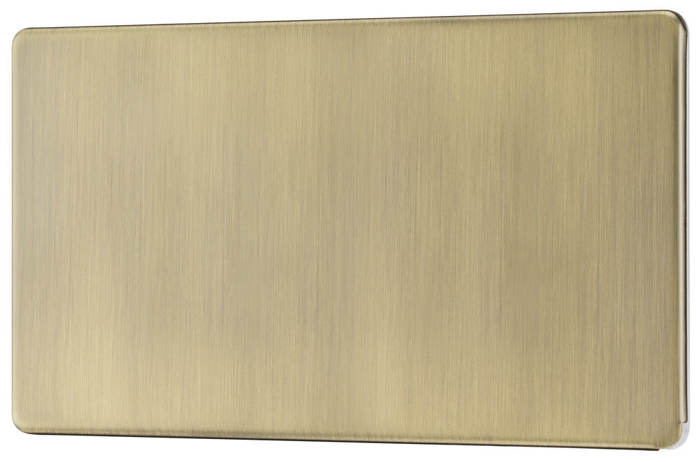 BG FAB95 Flatplate Screwless Double Blanking Plate - Antique Brass