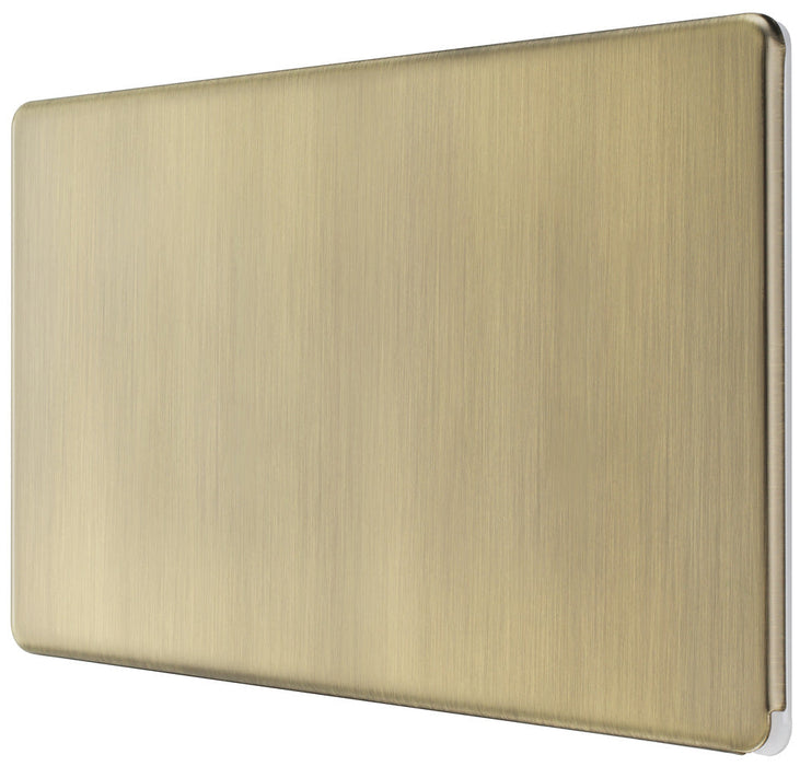 BG FAB95 Flatplate Screwless Double Blanking Plate - Antique Brass