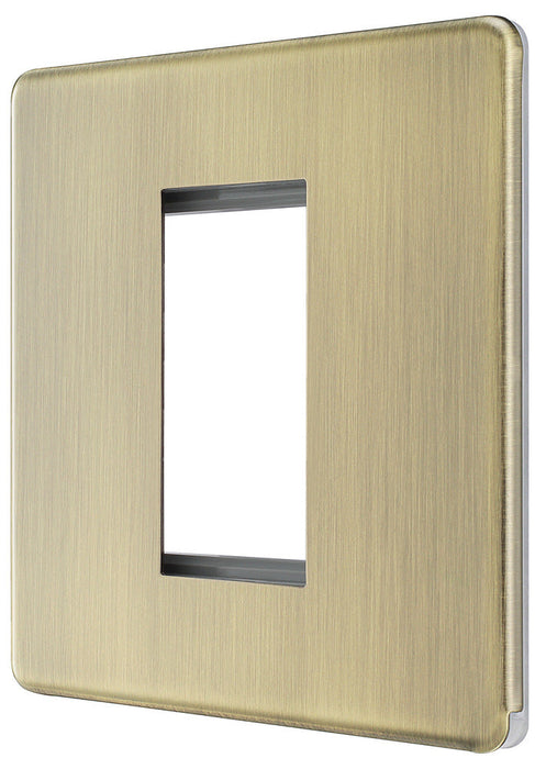 BG FABEMS1 Flatplate Screwless Single Euro Module Faceplate - Antique Brass