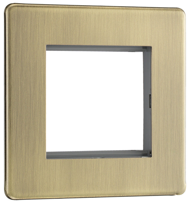BG FABEMS2 Flatplate Screwless Twin Euro Module Faceplate - Antique Brass