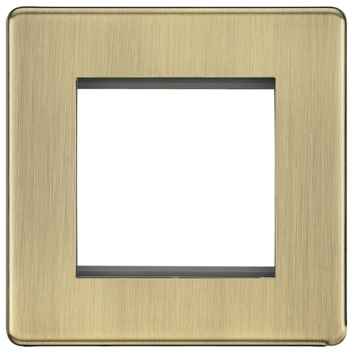 BG FABEMS2 Flatplate Screwless Twin Euro Module Faceplate - Antique Brass