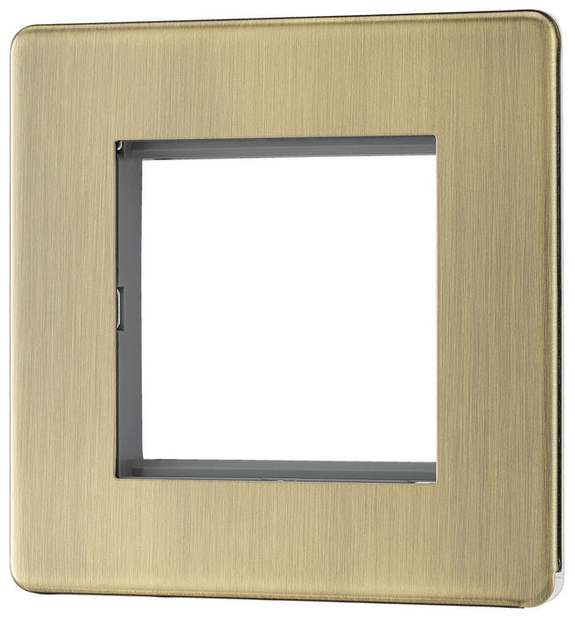 BG FABEMS2 Flatplate Screwless Twin Euro Module Faceplate - Antique Brass