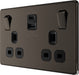 BG FBN22UAC45B Flatplate Screwless 13A Double Switched Power Socket + USB A+C (45W) - Black Nickel + Black Insert - westbasedirect.com