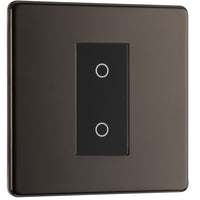 BG FBNTDM1B-K Flatplate Screwless 2-Way Master 200W Single Touch Dimmer Switch - Black Nickel (Black)